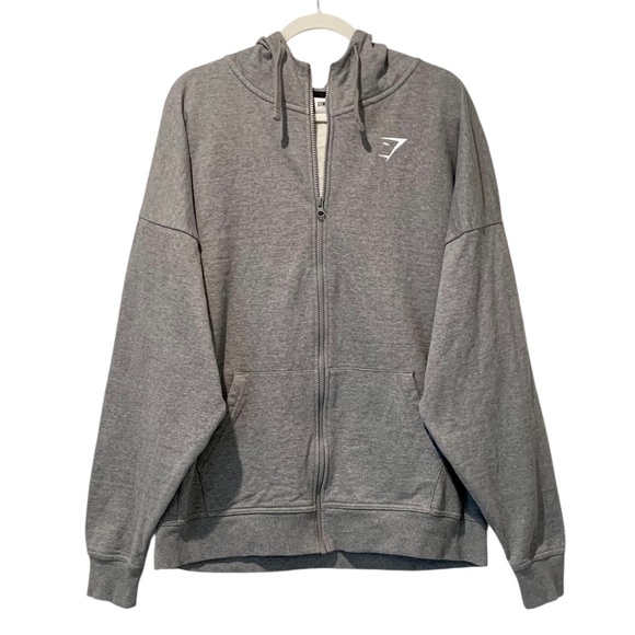 Gymshark Oversized Essential Hoodie Full Zip Gray Sweatshirt Men's Large L - Picture 5 of 10